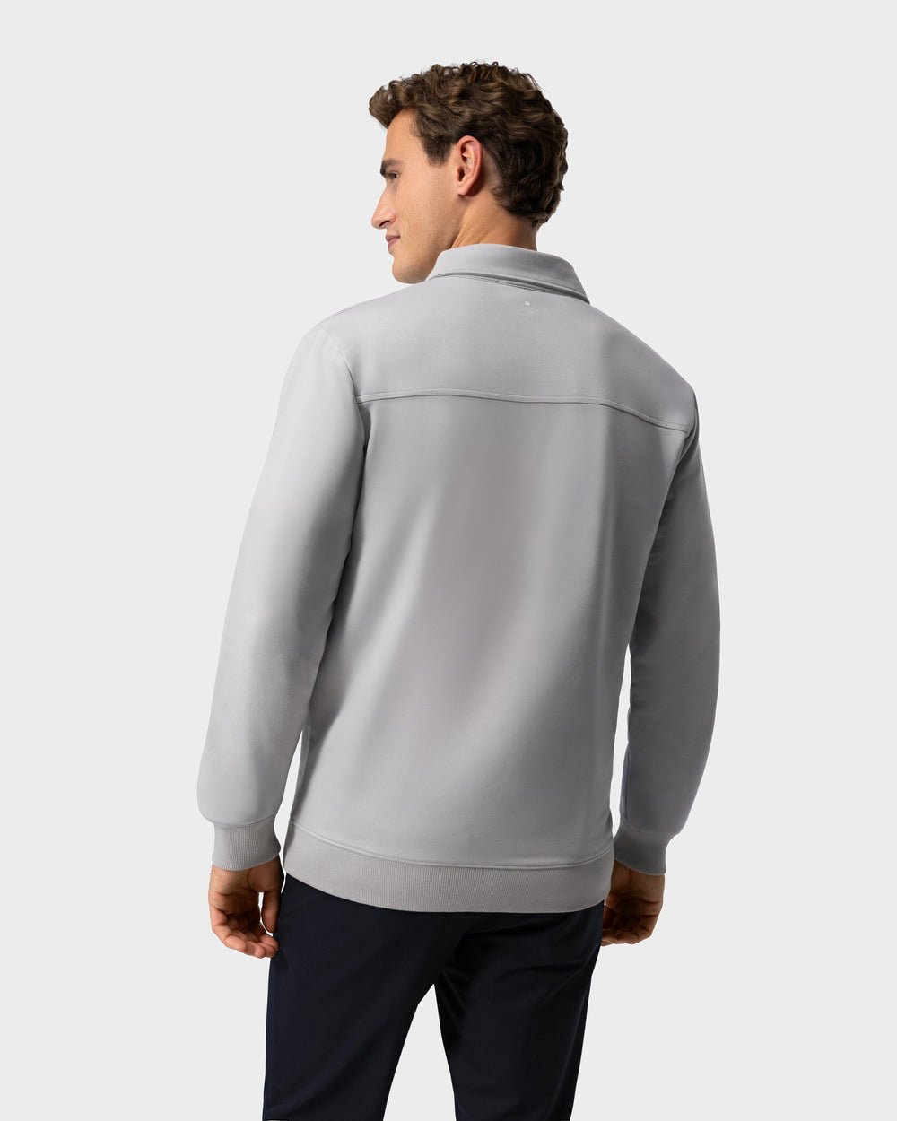 ZS 02 Marked Cement Grey – full zip sweatshirt in grey stretch cotton, photo 6