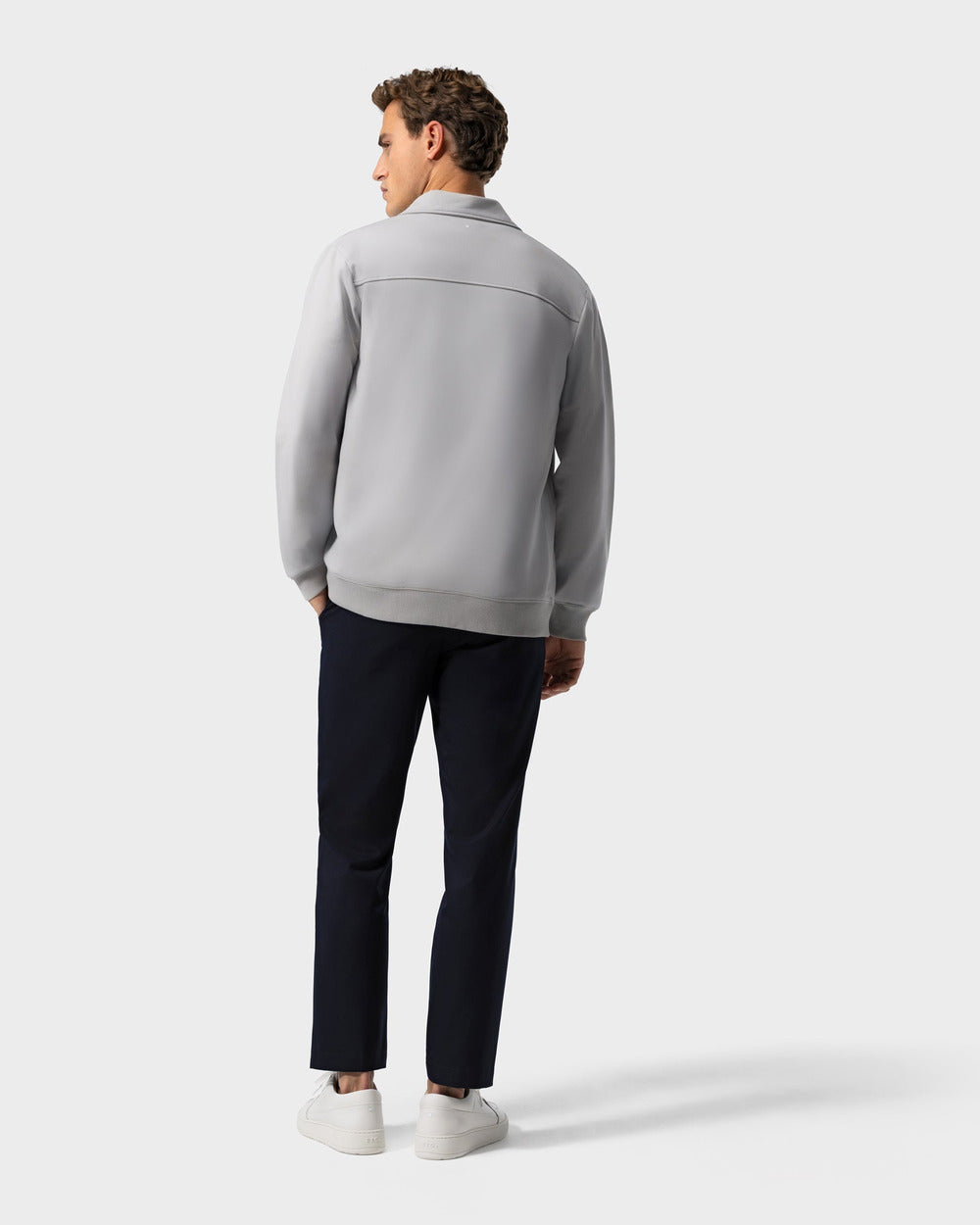ZS 02 Marked Cement Grey – full zip sweatshirt in grey stretch cotton, photo 8