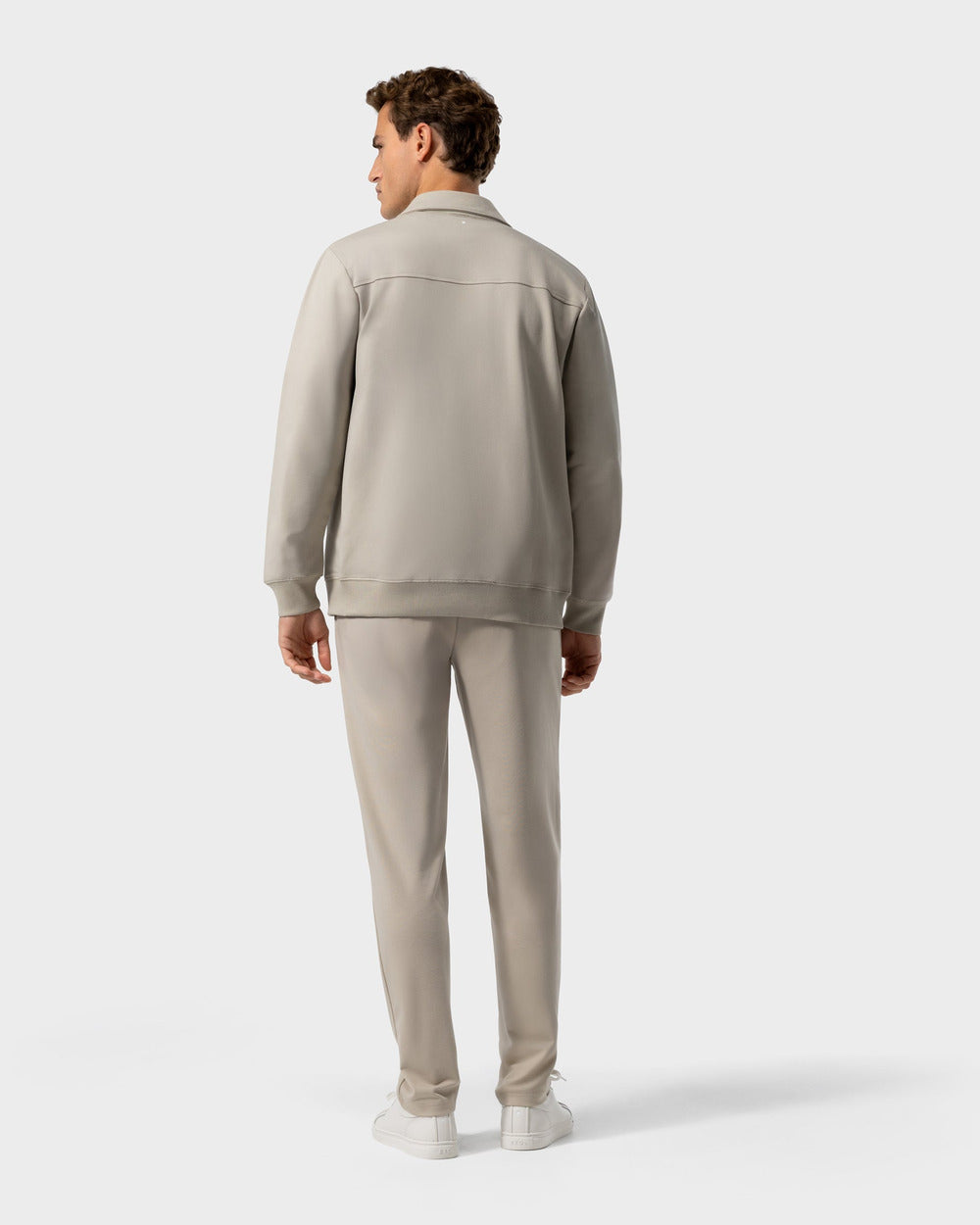 ZS 02 Marked Sand – full zip sweatshirt in beige stretch cotton, photo 13