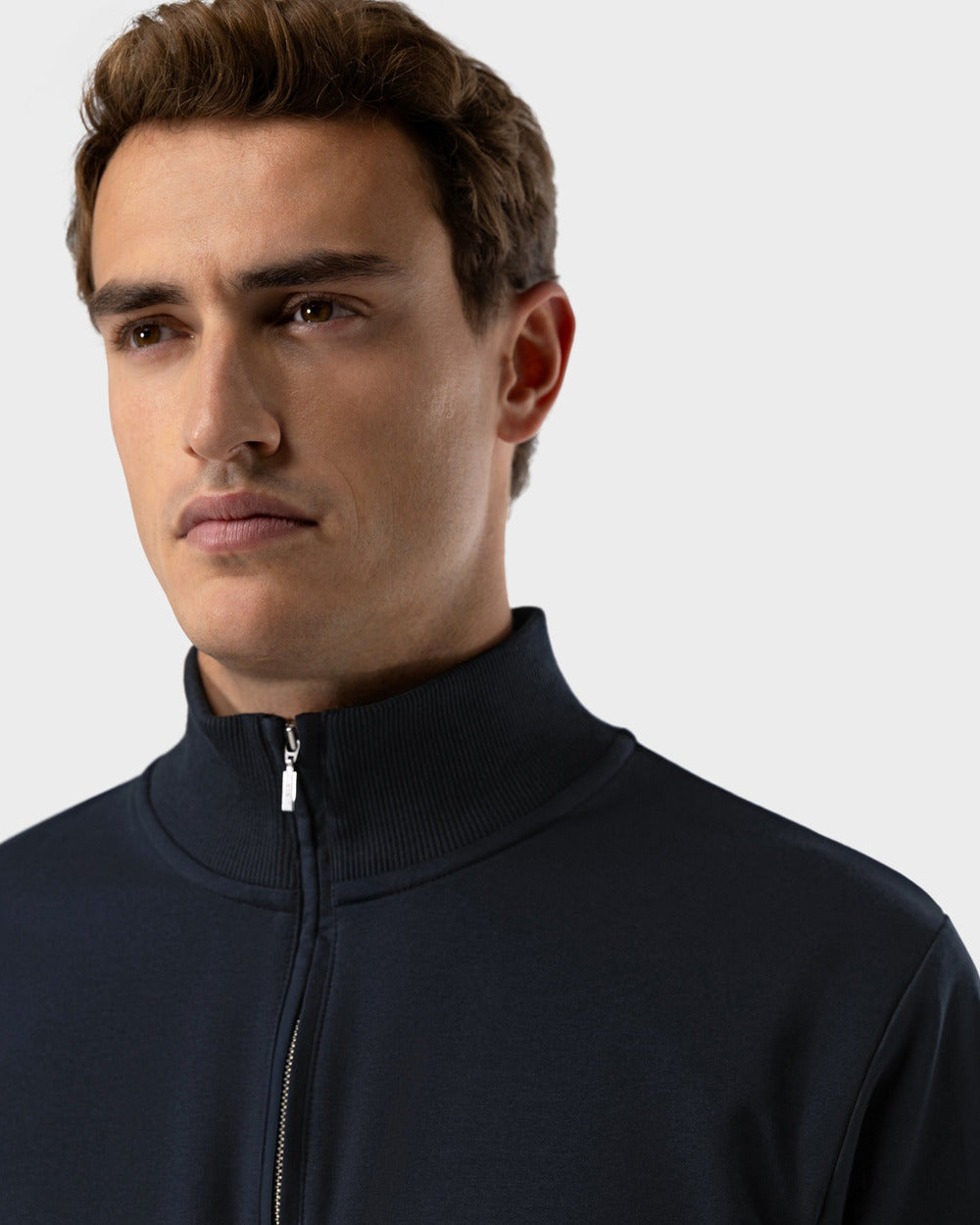 ZS 03 Marked Blueberry – full zip sweatshirt in blue stretch cotton