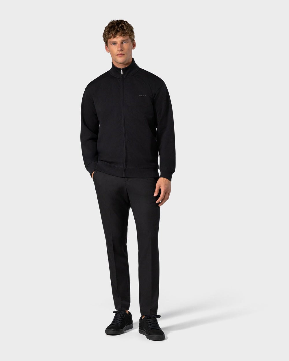 ZS 03 Marked Black – full zip sweatshirt in black stretch cotton, photo 13