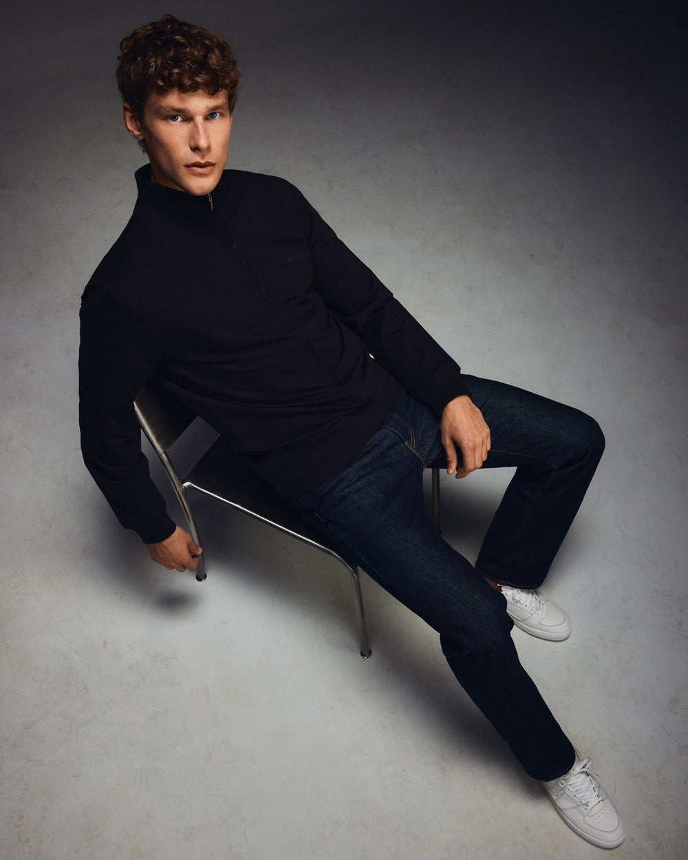 ZS 03 Marked Black – full zip sweatshirt in black stretch cotton, photo 14