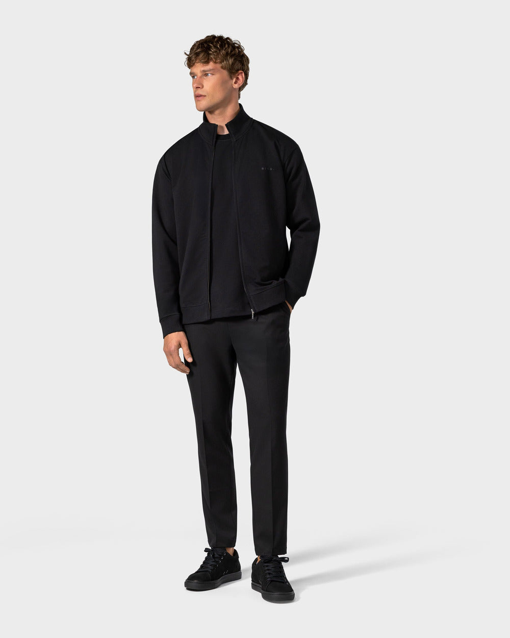 ZS 03 Marked Black – full zip sweatshirt in black stretch cotton, photo 16