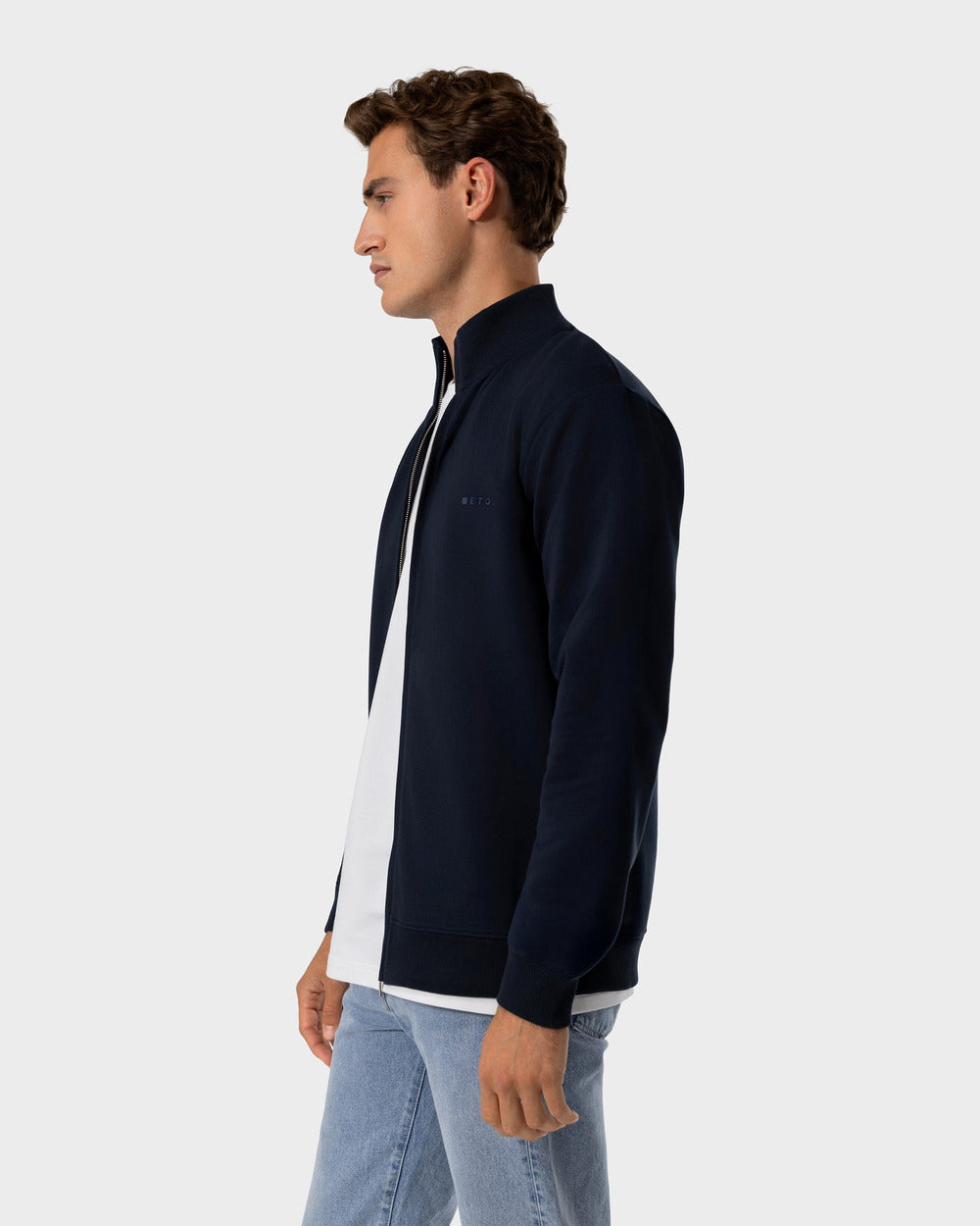 ZS 03 Marked Blueberry – full zip sweatshirt in blue stretch cotton, photo 9