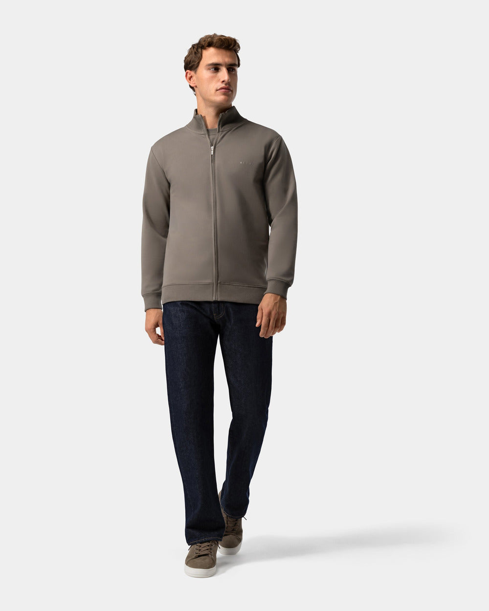 ZS 03 Marked Desert Taupe – full zip sweatshirt in taupe stretch cotton, photo 7