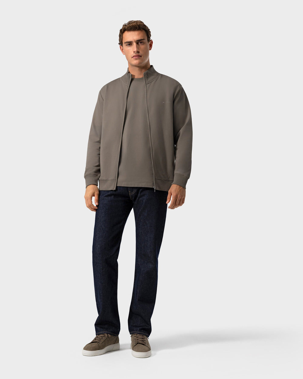 ZS 03 Marked Desert Taupe – full zip sweatshirt in taupe stretch cotton, photo 8