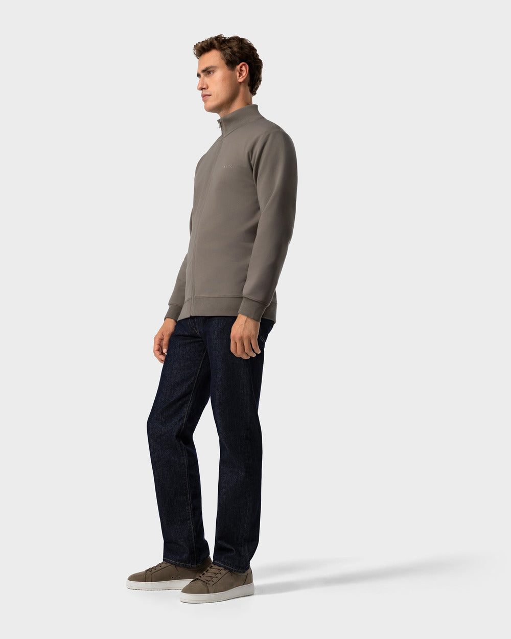 ZS 03 Marked Desert Taupe – full zip sweatshirt in taupe stretch cotton, photo 9