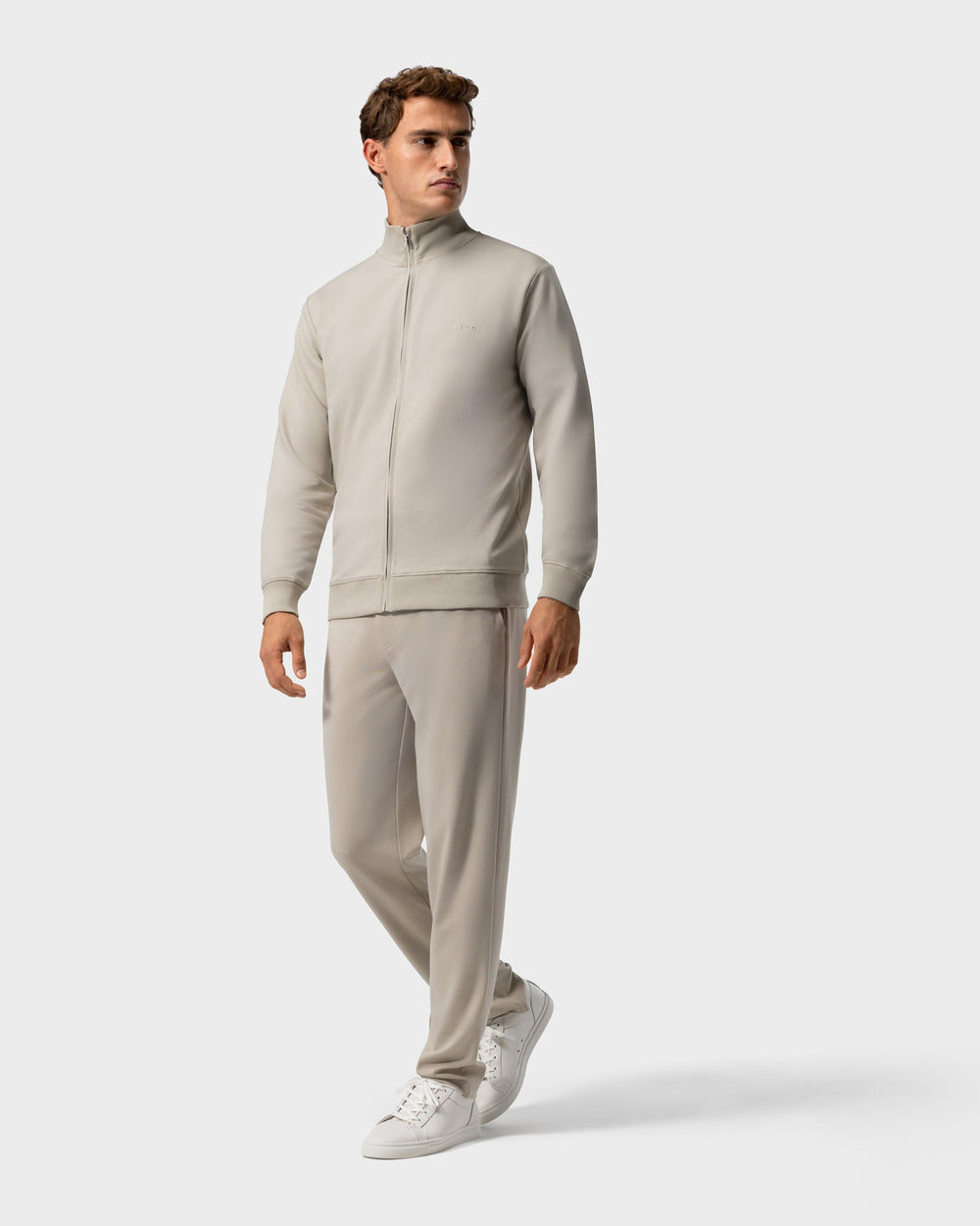 ZS 03 Marked Sand – full zip sweatshirt in beige stretch cotton, photo 7