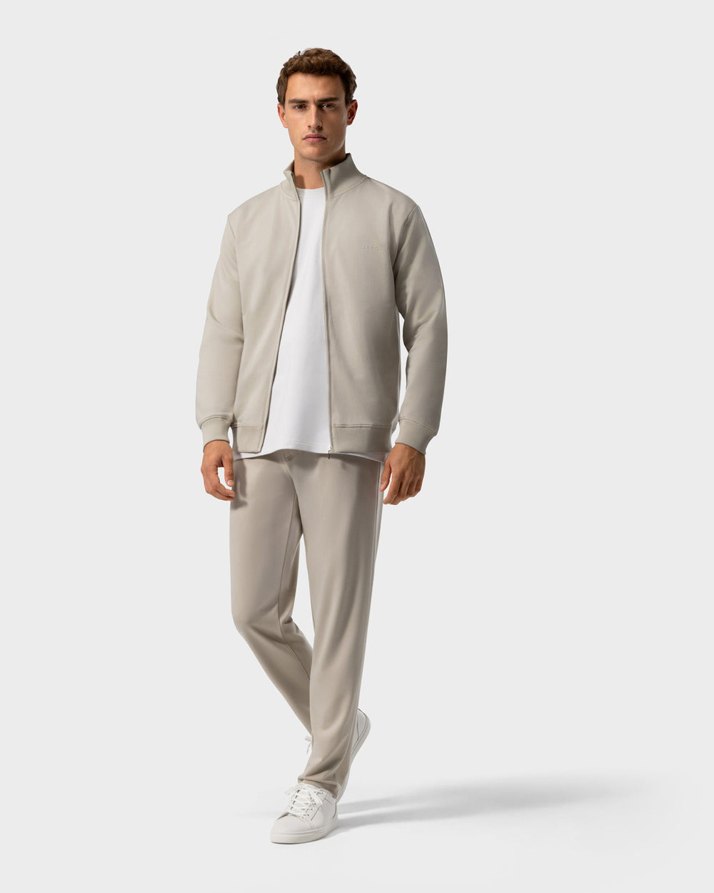 ZS 03 Marked Sand – full zip sweatshirt in beige stretch cotton, photo 8
